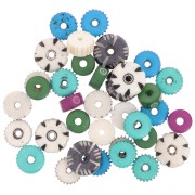 Surtido de cuentas de hueso redondas grabadas y lisas - Multicolor x44g