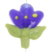 Cuenta de cristal Flor 21,5x20 mm - Azul oscuro - Verde x1
