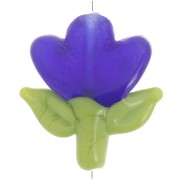 Cuenta de cristal Flor 21,5x20 mm - Azul oscuro - Verde x1