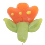 Cuenta de cristal Flor 21,5x20 mm - Naranja - Verde x1