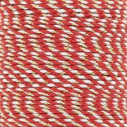 Cordón de algodón trenzado y del hilo metálico 1,5 mm - Rojo - Blanco - Dorado x1m