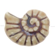 Perla de concha de cerámica 20x16 mm - Beige - Marrón jaspeado x1