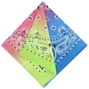 Bandana 100% algodón - Estampado cachemir - Tie and Dye - Verde claro - Rosa - Azul x1