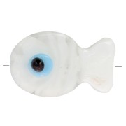 Cuenta de cristal pez 20x13 mm - Transparente - Blanco x1
