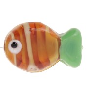 Cuenta de cristal pez 20x13 mm - Marrón - Verde claro x1