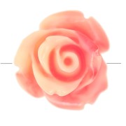 Cuentas flor sintética 10 mm - Rosa salmón jaspeado - Crema x4
