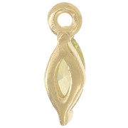 Dije de navette de 9,5x3 mm con óxido de circonio - Dorado con oro fino - Verde claro