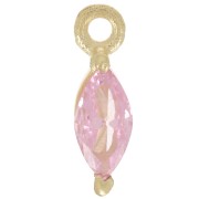 Dije de Lanzadera de 9.5x3mm con Óxido de Circonio - Dorado con Oro Fino - Rosa x1