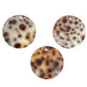 Colgante redondo de concha con estampado de leopardo de 25 mm - Marrón - Negro x1