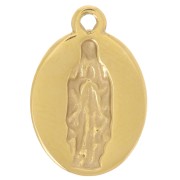 Dije ovalado 15x10mm motivo religioso Acero inoxidable 304L Dorado - Turquesa x1