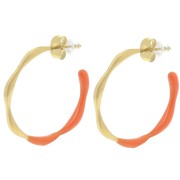 Pendientes de aro abierto 29 mm con resina epoxi - Acero inoxidable 304L Dorado - Naranja x2