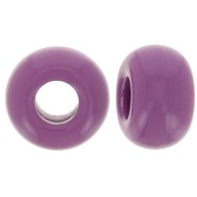 Cuentas redondas agujeros grandes 9,5 mm resina opaca - Malva oscuro x10