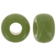 Cuentas de resina opaca de 9,5 mm con agujero grande - Caqui x10
