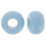Cuentas redondas de resina opaca 9,5 mm agujero grande - Azul ahumado x10