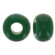 Cuentas redondas agujeros grandes 9,5 mm en resina opaca - Verde Esmeralda x10