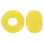 Cuentas redondas agujeros grandes 9,5 mm resina opaca - Amarillo sol x10