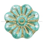 Cuenta de cristal flor 18 mm - Verde x4