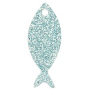 Colgante Pez Acrílico 25x10 mm - Glitter Azul Esmerilado x1