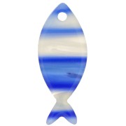 Colgante Pez de Acetato 25x10 mm - Rayado - Azul Oscuro - Blanco Nacarado x1