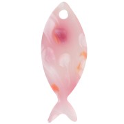 Colgante Pez de Acetato 25x10 mm - Rosa Moteado - Blanco Nacarado x1