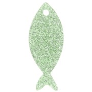 Colgante Pez Acrílico 25x10 mm - Glitter Verde Musgo x1