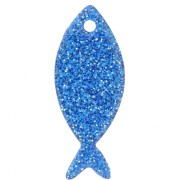 Colgante Acrílico Pez 25x10 mm - Azul Real Purpurina x1