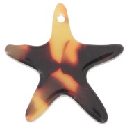 Colgante de acetato Estrella de mar 20 mm - Carey - Marrón - Negro x1