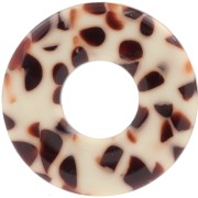 Colgante Donuts de acetato de 20 mm - Marrón moteado - Crema x1