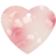 Colgante Corazón Acetato 21x18 mm - Rosa Moteado - Blanco Nacarado x1