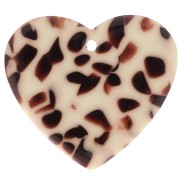 Colgante Corazón Acetato 21x18 mm - Marrón Moteado - Crema x1