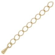 Rombo cadena de extensión de malla 48 mm y pequeña gota - 3 micras chapado en oro x1