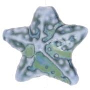 Perla estrella de mar de cerámica 19x21 mm - Azul jaspeado - Verde x1