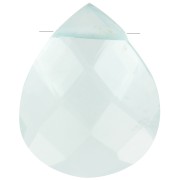 Gota de perla facetada - briolette plano 12x10 mm imitación gema - Hydro Aqua x1