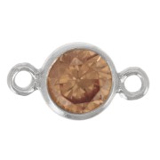 Entrepieza redonda de óxido de circonio de 4,5 mm - Champán - Plata 925 x1