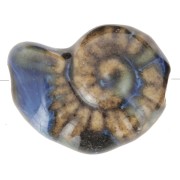 Cuenta de cerámica de concha 20x16 mm - Marrón oscuro - Azul jaspeado x1