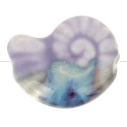Cuenta de cerámica de concha 20x16 mm - Violeta claro - Azul jaspeado x1