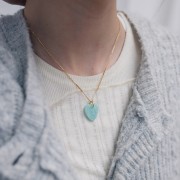 Colgante corazón plano 19x16 mm en imitación piedra preciosa - Hydro Granate x1