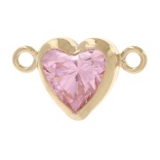 Entrepieza corazón horizontal 9x5,5 mm con CZ - Gold filled (laminado oro) - Rosa