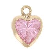 Dije corazón 7x5,5 mm Óxido de circonio - Oro laminado - Rosa x1