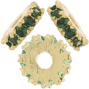 Perla redonda de 4,5 mm con óxidos de circonio - Dorado con oro fino - Verde x1