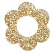 Colgante Flor Acrílico 14 mm - Dorado Glitter x1