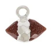 Dije facetado imitación gema 9x10,5 mm - Piedra de Oro - Plata 925 x1