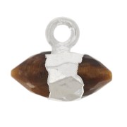 Dije de gema facetada 9x10.5 mm - Ojo de Tigre - Plata 925 Plateado x1