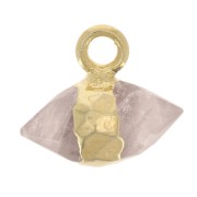 Dije de piedra preciosa facetada de 9x10,5 mm - Cuarzo rosa - Dorado con oro fino