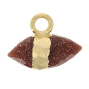 Dije de punta facetada de imitación de gema de 9x10,5 mm - Piedra de oro - Dorado con oro fino