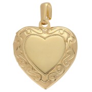 Colgante portafotos corazón 23x19,5 mm - motivo arabesco - chapado en oro de 3 micras x1