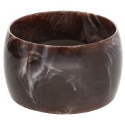 Pulsera brazalete de resina opaca de 68 mm de grosor - Marrón oscuro jaspeado - Blanco x1