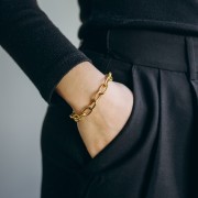 Forçat Pulsera de malla con textura alternada de 8,7 mm - Acero inoxidable 304L Dorado x17cm