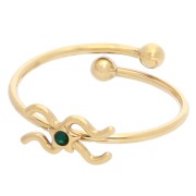 Anillo Ajustable Signo del Zodiaco - Acuario - Acero inoxidable 304L Dorado - Esmeralda x1