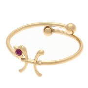 Anillo zodiacal ajustable Piscis y CZ - Acero inoxidable 304L Oro - Rosa